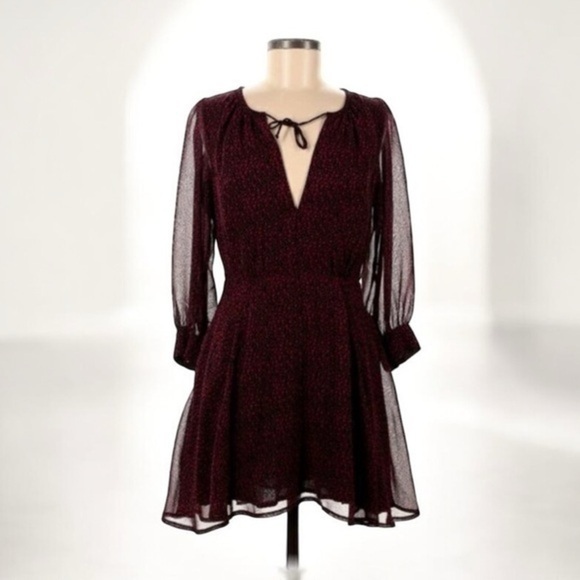Cleobella Womens Dress M Red Printed Kelly Tie Neck Mini Dress - Picture 1 of 9